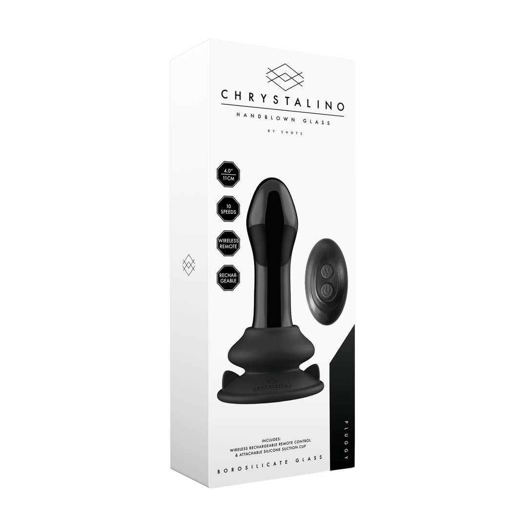 Vibrator Pluggy Glas mit Saugfuß Schwarz 9,5 x Ø 3,6 cm – Ansicht 2