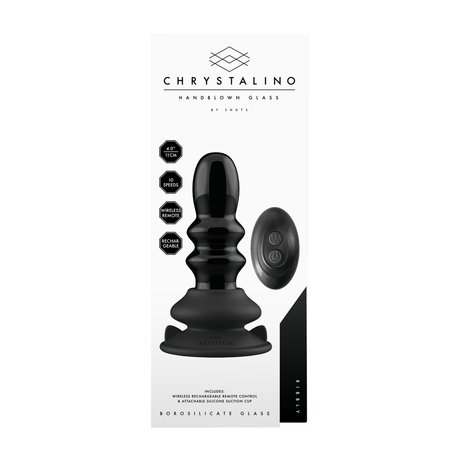Vibrator Ribbly Glas gerippt mit Saugfuß Schwarz 10 x Ø 4 cm – Ansicht 3