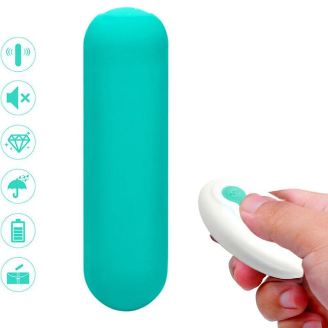 Vibrator Splash Joie Bullet Silikon Fernbedienung 10 Vibrationen Grün 75 x 19 cm