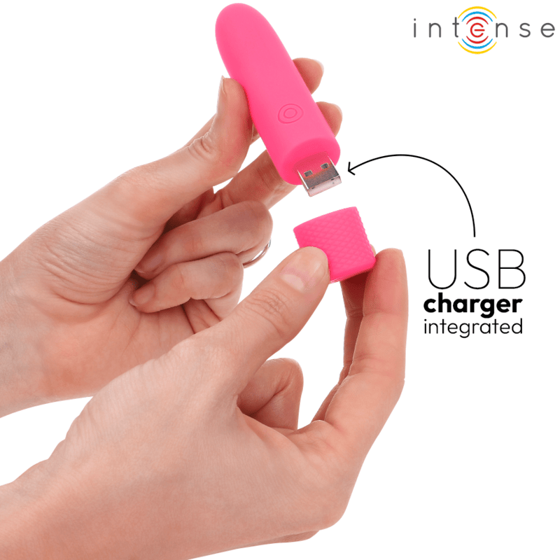 Vibrator Symone USB wiederaufladbarer vibrierender Bullet 8 Vibrationen Rosa 10 x 2,2 cm – Ansicht 5