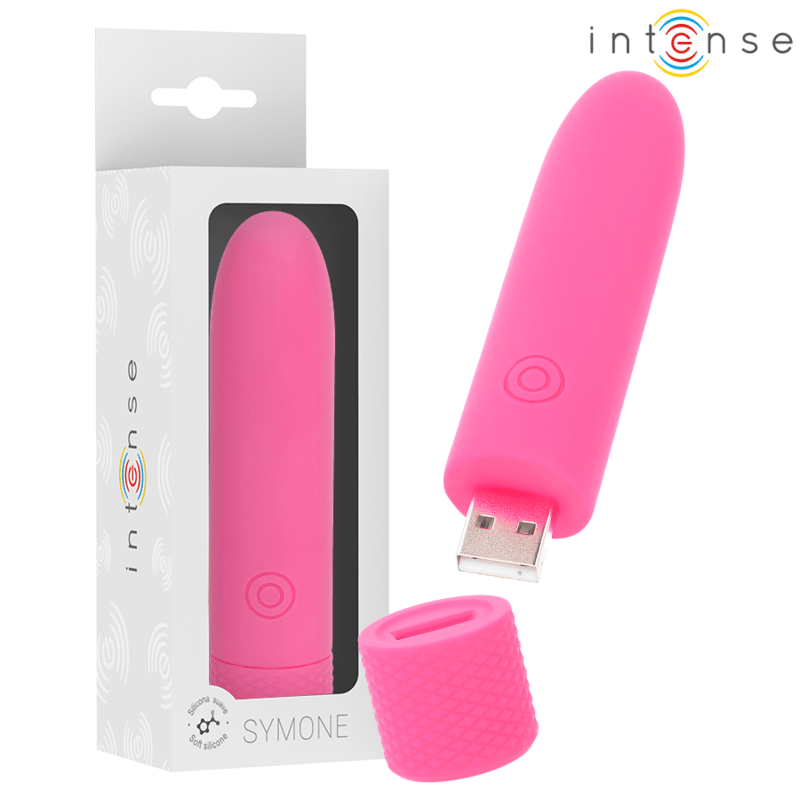 Vibrator Symone USB wiederaufladbarer vibrierender Bullet 8 Vibrationen Rosa 10 x 2,2 cm