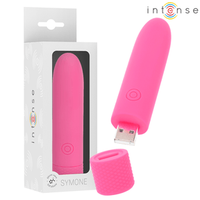 Vibrator Symone USB wiederaufladbarer vibrierender Bullet 8 Vibrationen Rosa 10 x 2,2 cm