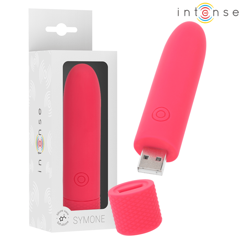 Vibrator Symone USB wiederaufladbarer vibrierender Bullet 8 Vibrationen Rot 10 x 2,2 cm
