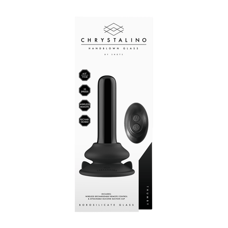 Vibrator Thumby Glas glatt mit Saugfuß Schwarz 9,3 x Ø 2,7 cm – Ansicht 3