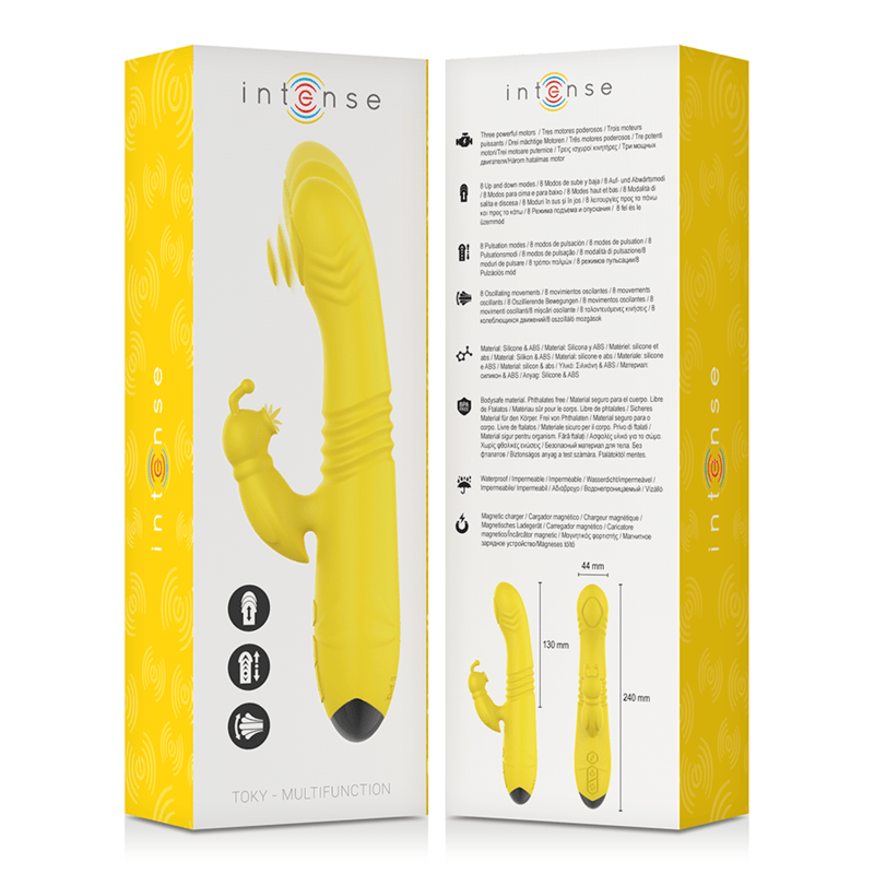 Vibrator Toky Multifunktionsvibrator Up & Down mit Klitorelstimulator Gelb 24 x 4,4 cm