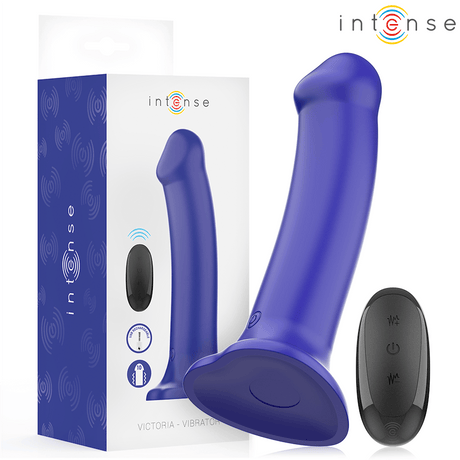 Vibrator Victoria mit Saugnapf 10 Vibrationen Dunkelblau Fernbedienung 19,5 x 3,9 cm