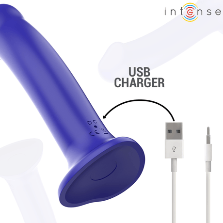 Vibrator Victoria mit Saugnapf 10 Vibrationen Dunkelblau Fernbedienung 19,5 x 3,9 cm
