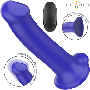 Vibrator Victoria mit Saugnapf 10 Vibrationen Dunkelblau Fernbedienung 19,5 x 3,9 cm