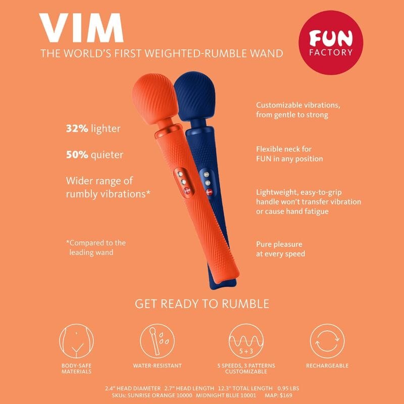 Vibrator Vim Silikon Wiederaufladbarer Vibrierender Gewichteter Rumble Wand