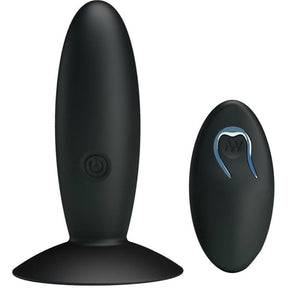 Analplug wiederaufladbar mit Vibration und Fernbedienung Schwarz