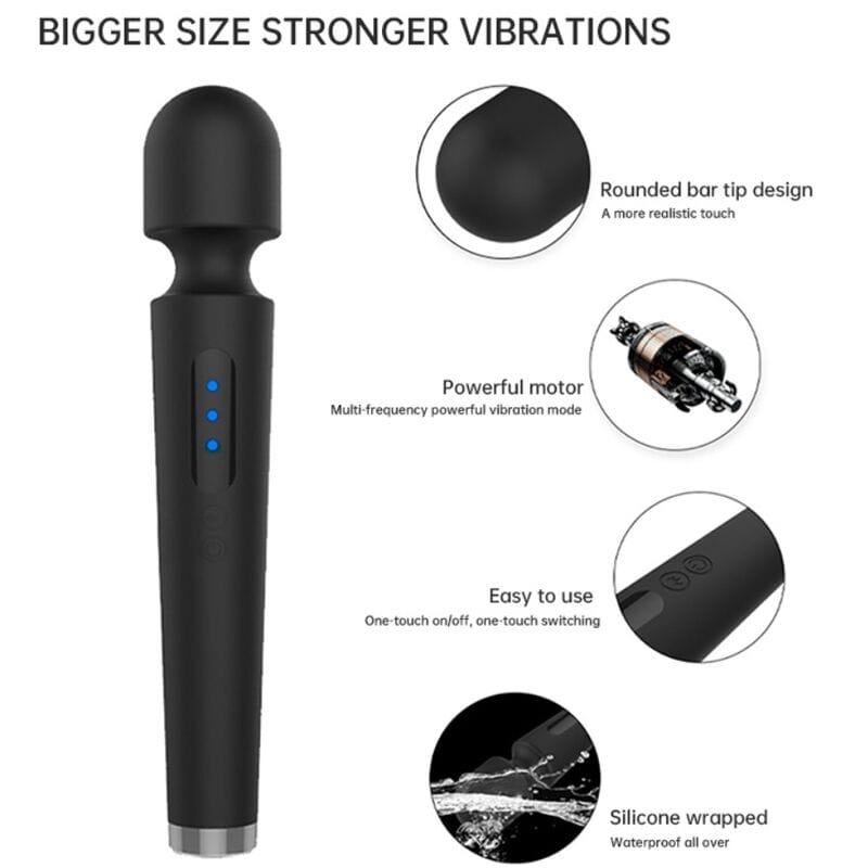 Vibrator x Power Grosser & 7 Vibrationen Schwarz