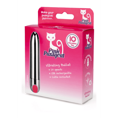 Vibro-Bullet Pink Pussycat USB Silber 9 cm
