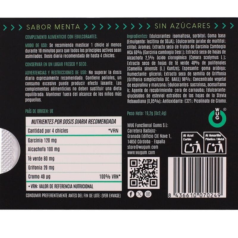 Wug Diet – Zuckerfreie, Funktionelle Minze – Kaufsäulchen, 8 Stück