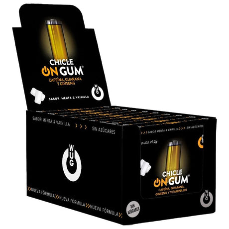 Wug Gum - On auf Koffein-, Ginseng- und Guarana-Gummi | 12 x 8 Einheiten Aufstellen