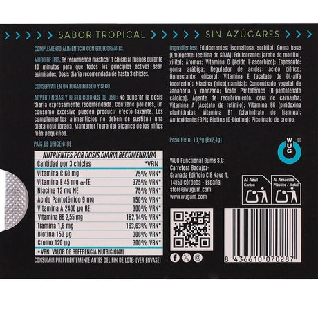 Wug Multivit – Funktionelles Multivitamin – Kaugummi mit Tropischem Geschmack, 8 Stück Pro Blisterpackung