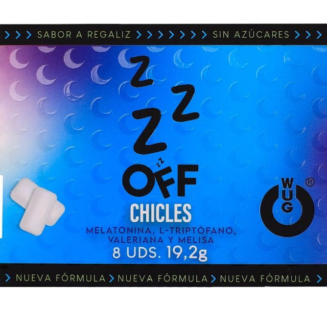 Wug Off – Funktionelles Melatonin & Baldrian – Lakritz – Kaugummi, 8 Stück