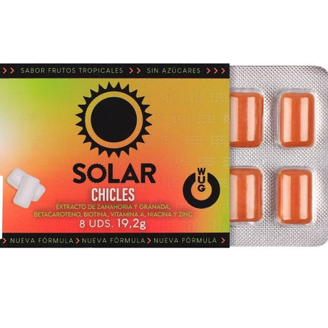 Wug Solar – Funktionelles Vitamin – und Zink – Kaugummi mit Tropischem Fruchtgeschmack, 8 Stück Pro Blisterpackung