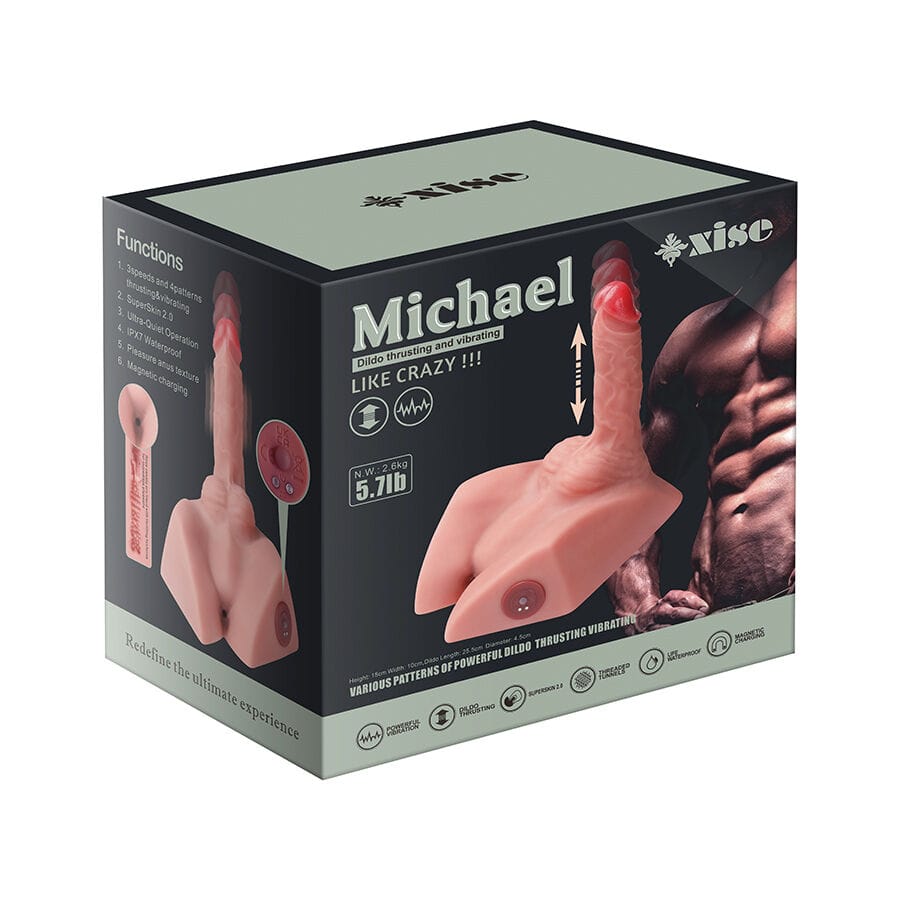 Realistischer Vibrator Michael und Anusmasturbator mit Stossfunktion 20 x 19 cm.13